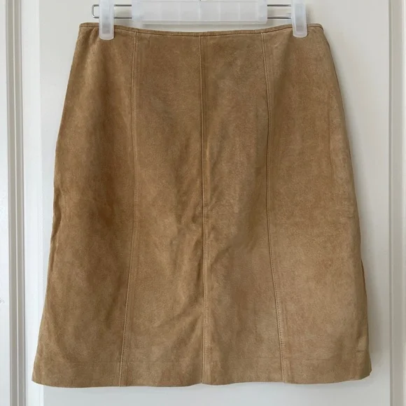 Ann Taylor Petites 100% Leather Skirt Tan Camel Size 2P - Picture 6 of 10